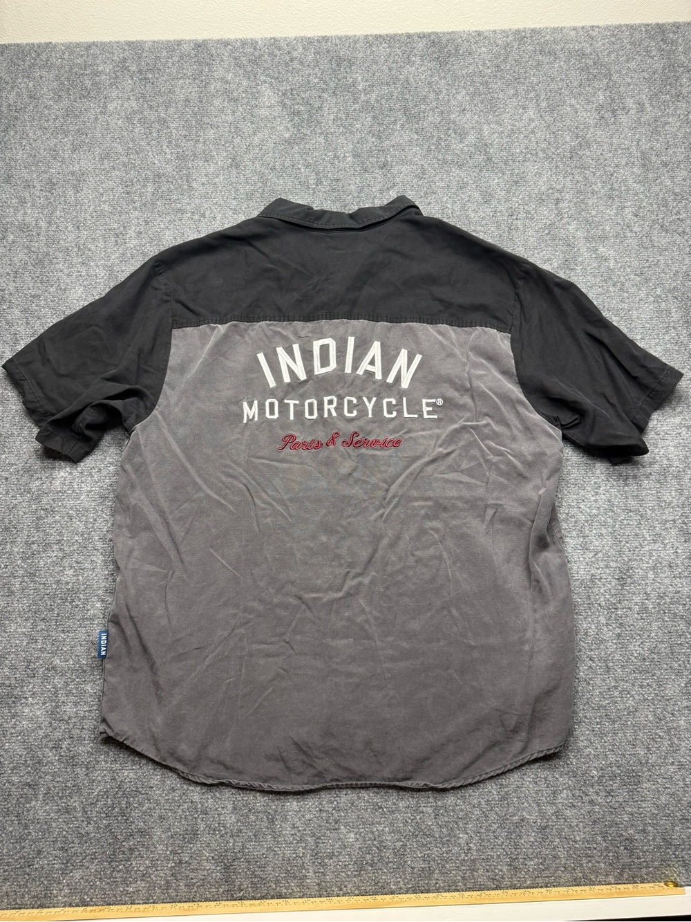 Indian Motorcycle Men’s Large Two-Tone Black Gray short sleeve Garage Shirt